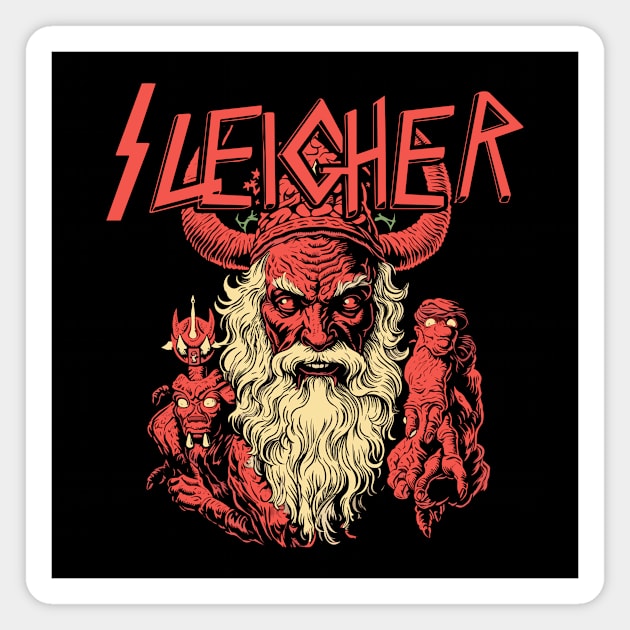 Sleigher Evil Santa Metalhead Rocker - Dark Christmas Apparel Magnet by Soulphur Media